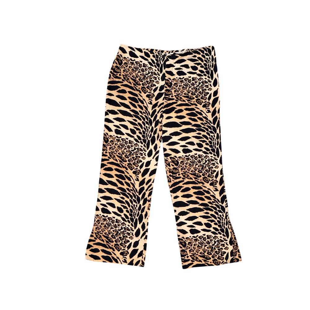 Vtg David Paul New York Leopard Print Cropped Pants Mixed Animal Print Size 18W